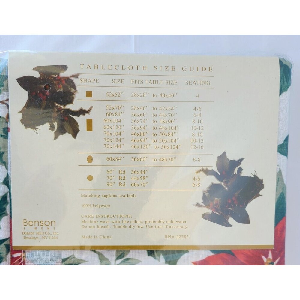 Benson Mills Season's Greetings Fabric Tablecloth 60" X 104" Christmas Holiday - Picture 3 of 4